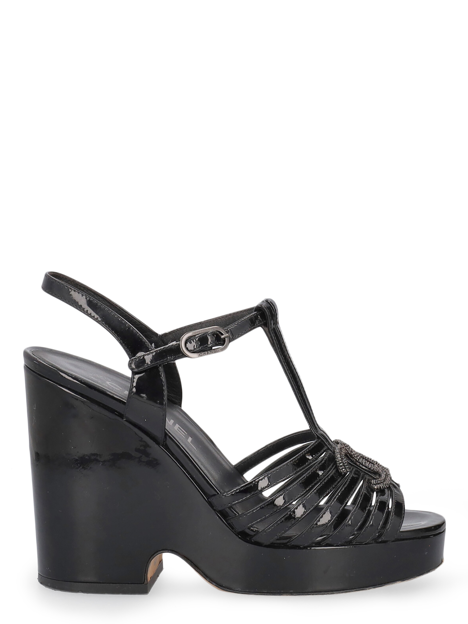 Chaussures À Semelle Compensée Pour Femme - Chanel - En Leather Black - Taille: IT 36.5 - EU 36.5