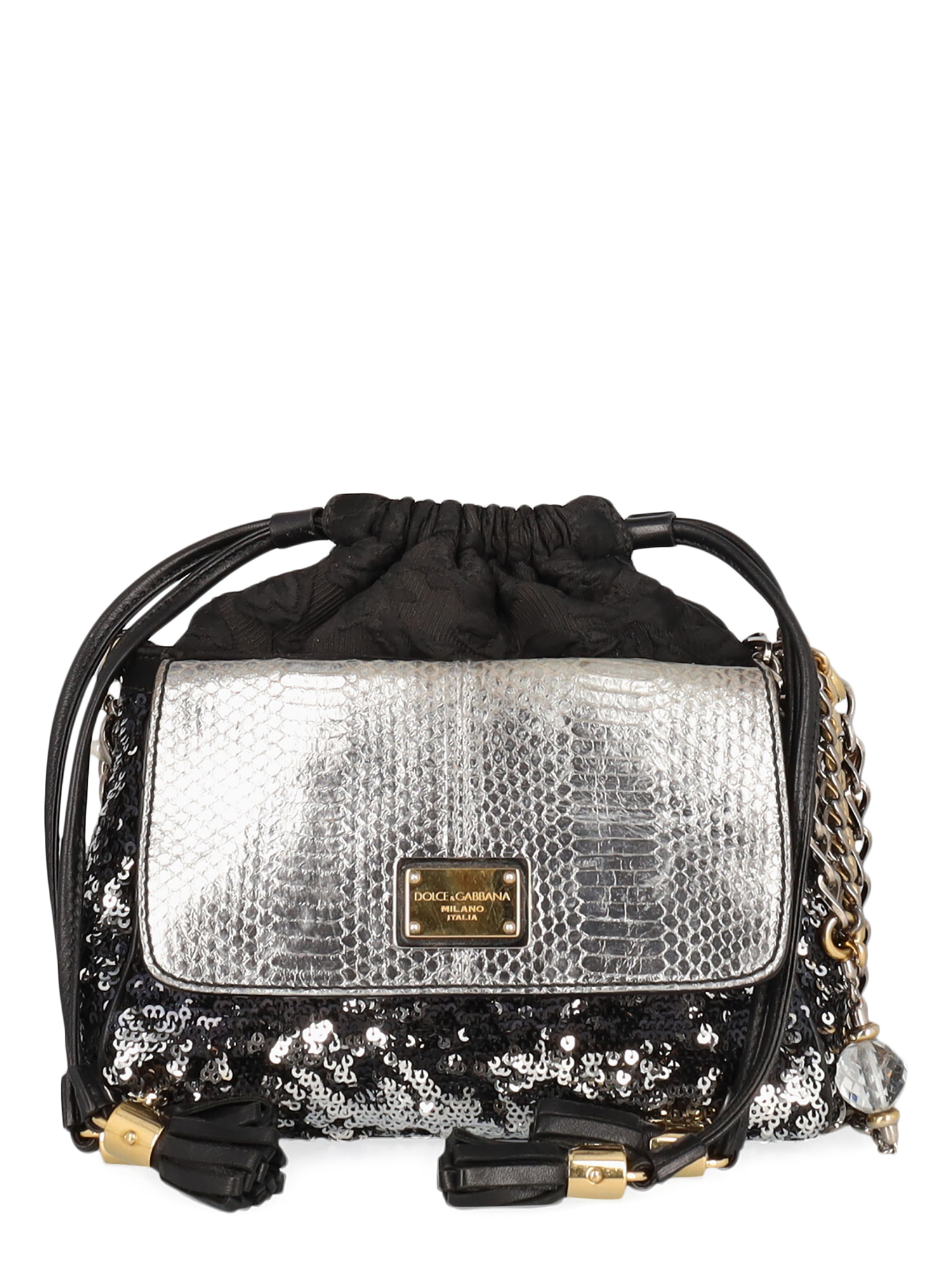 Pre-owned Dolce & Gabbana Shoulder Bags In Black, Silver