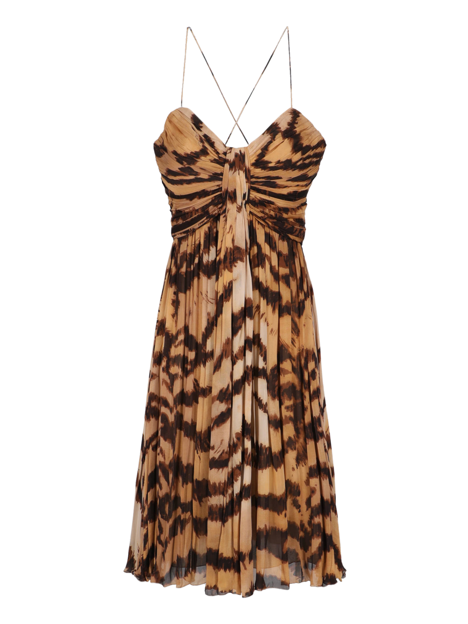 Condition: Very Good, Animal Print Silk, Color: Beige, Brown - XS - IT 38 -