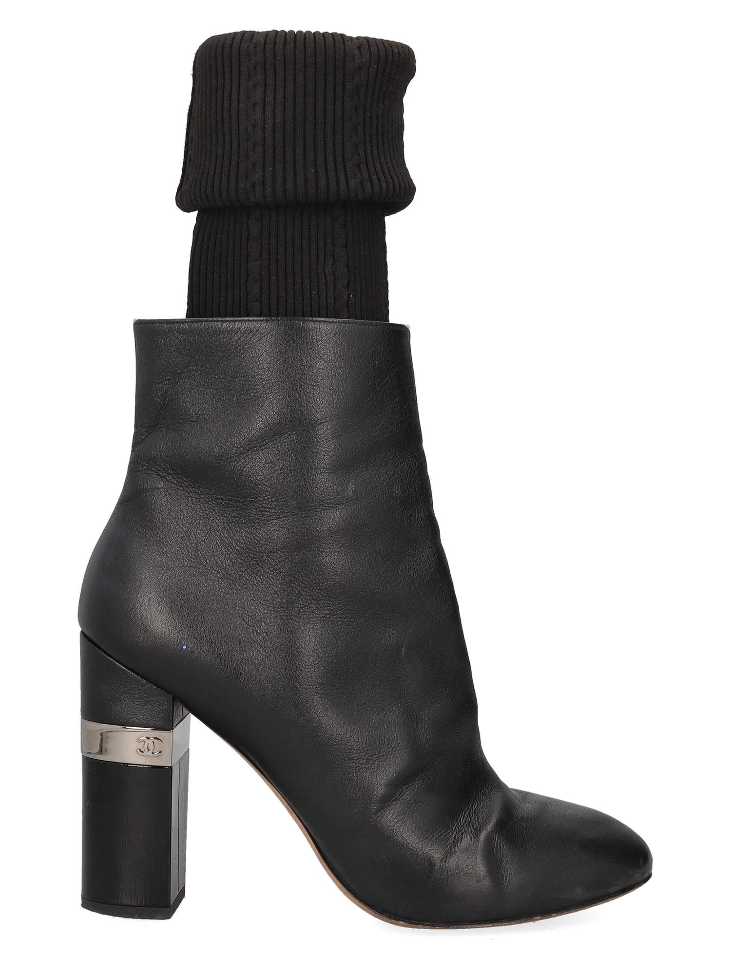 Bottines Pour Femme - Chanel - En Leather Black - Taille: IT 39.5 - EU 39.5