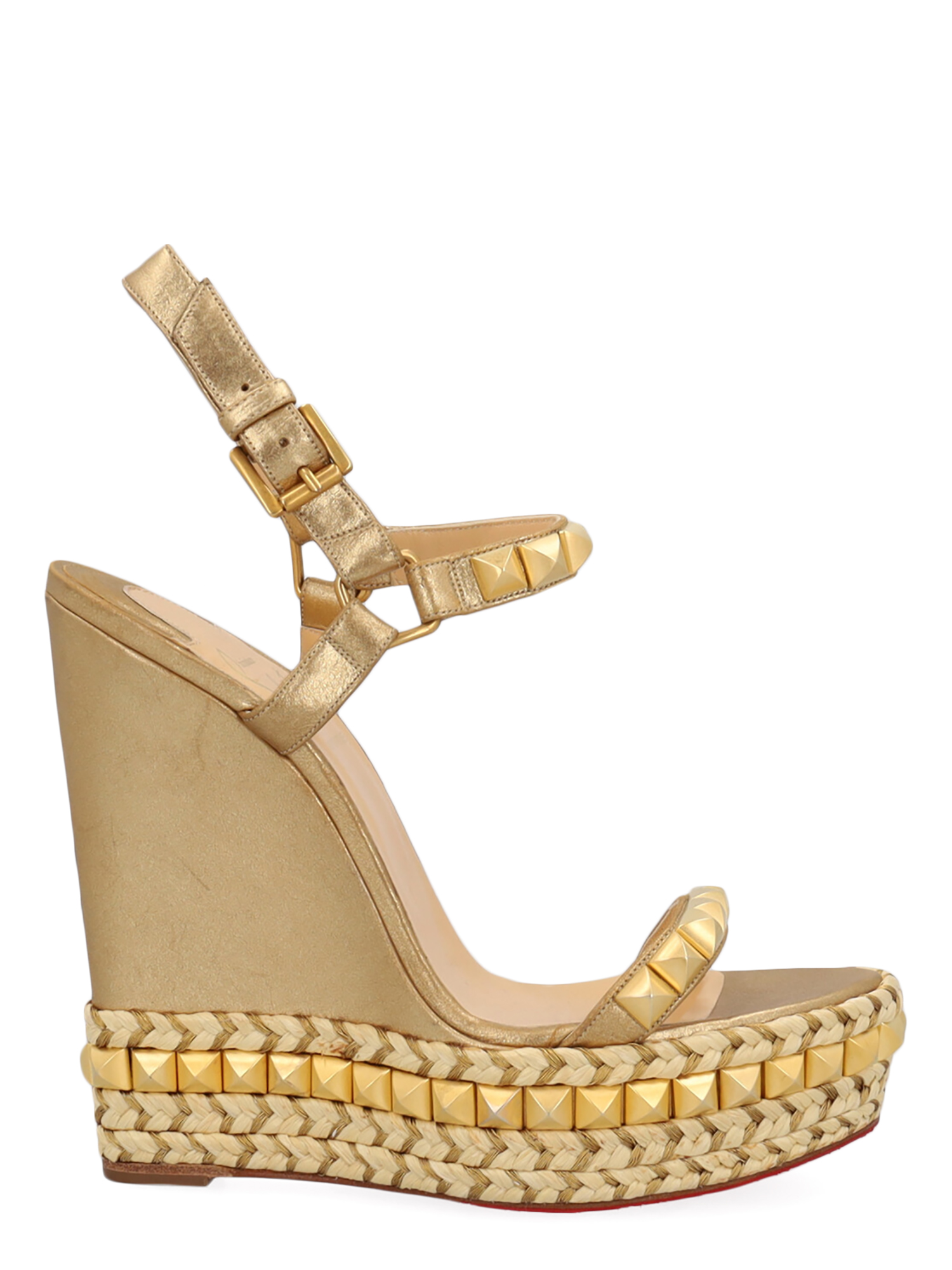 Pre-owned Christian Louboutin Women's Wedges -  - In Gold Leather
