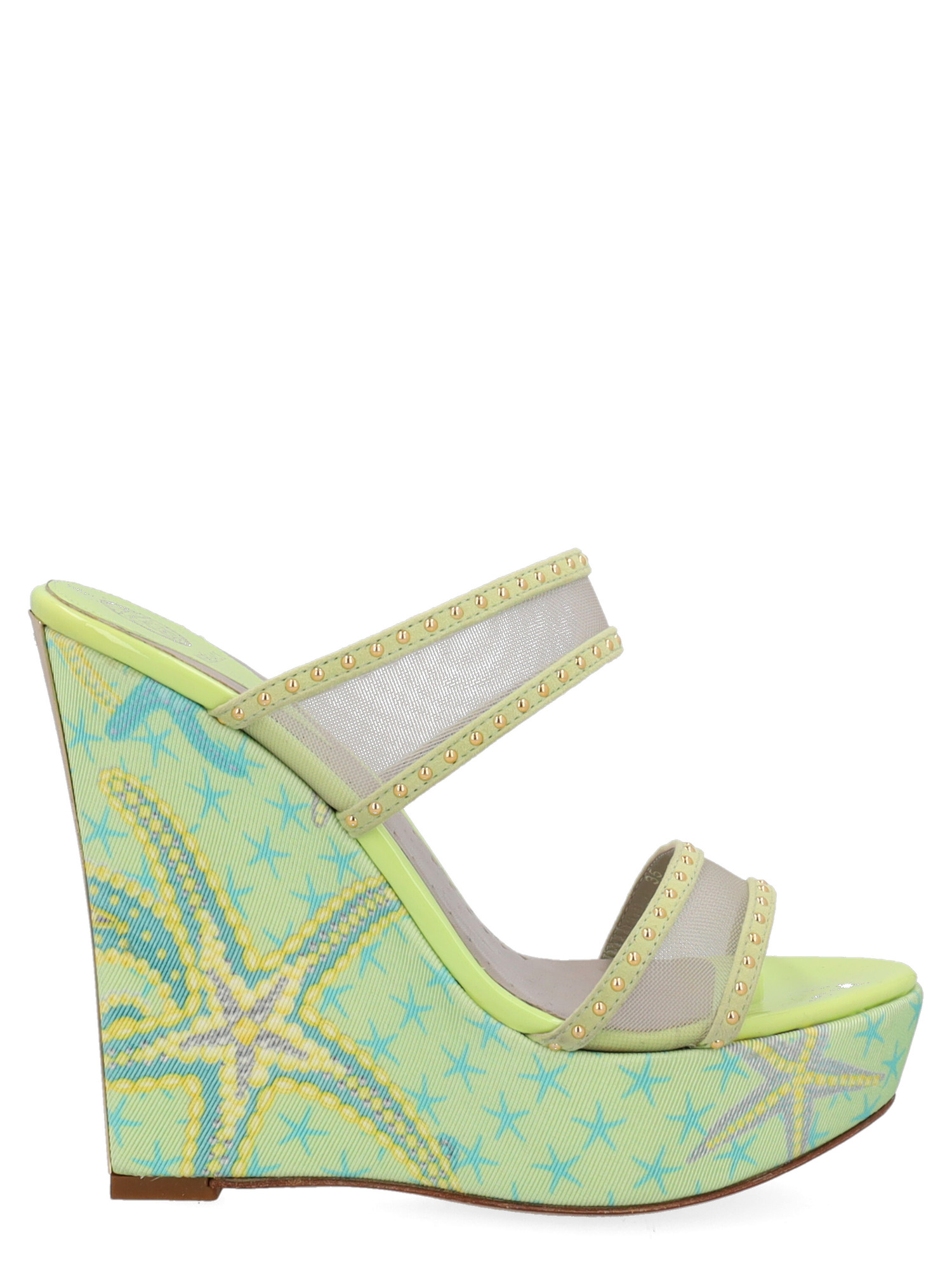 Pre-owned Versace Women's Wedges -  - In Green Synthetic Fibers