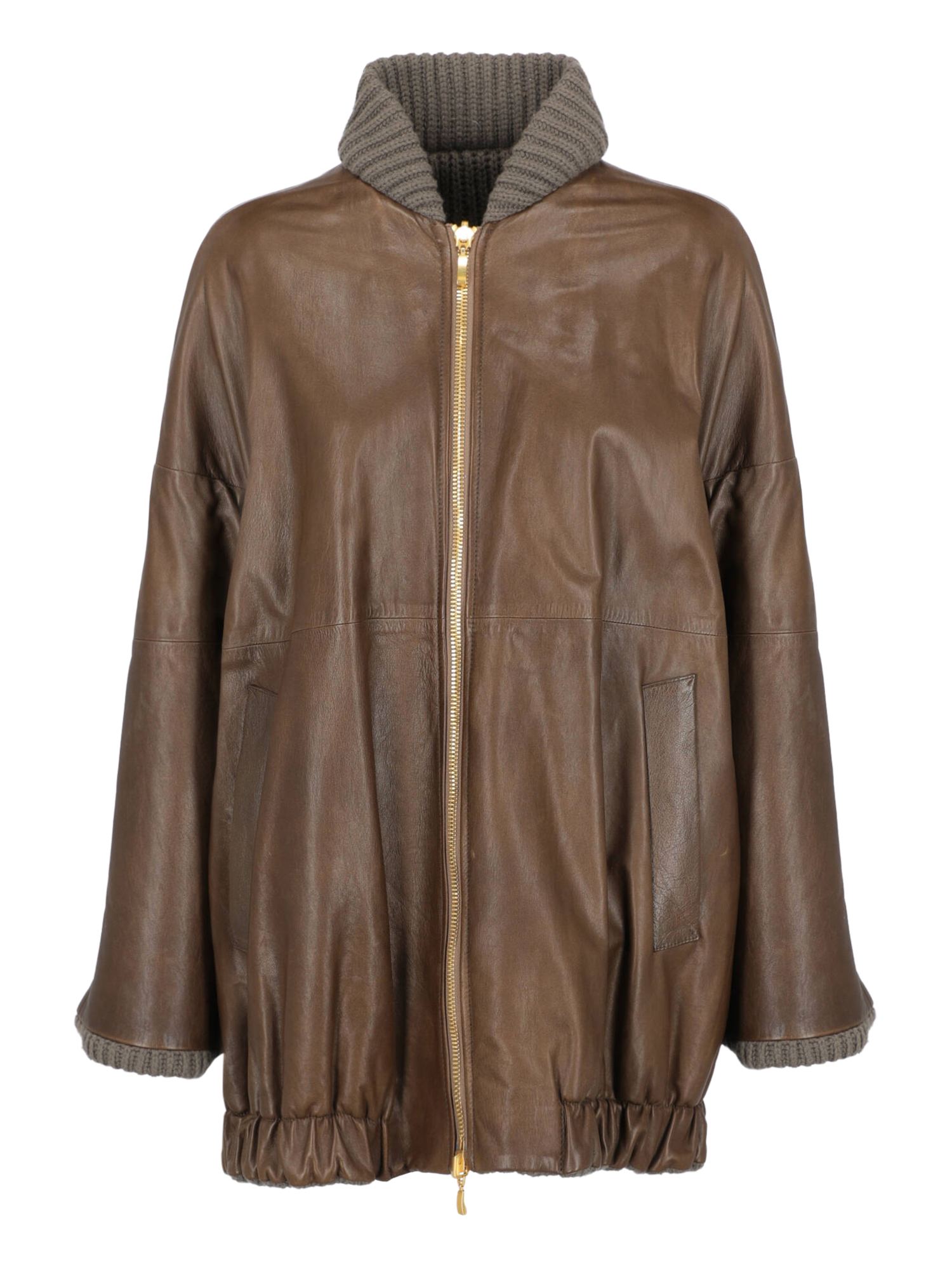Condition: Very Good, Solid Color Leather, Wool, Color: Brown - XS - IT 38 -