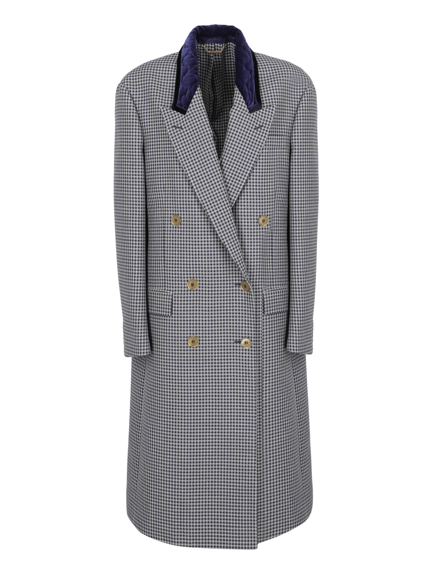 Condition: New With Tag, Gingham Print Wool, Color: Grey, Navy - S - IT 40 -