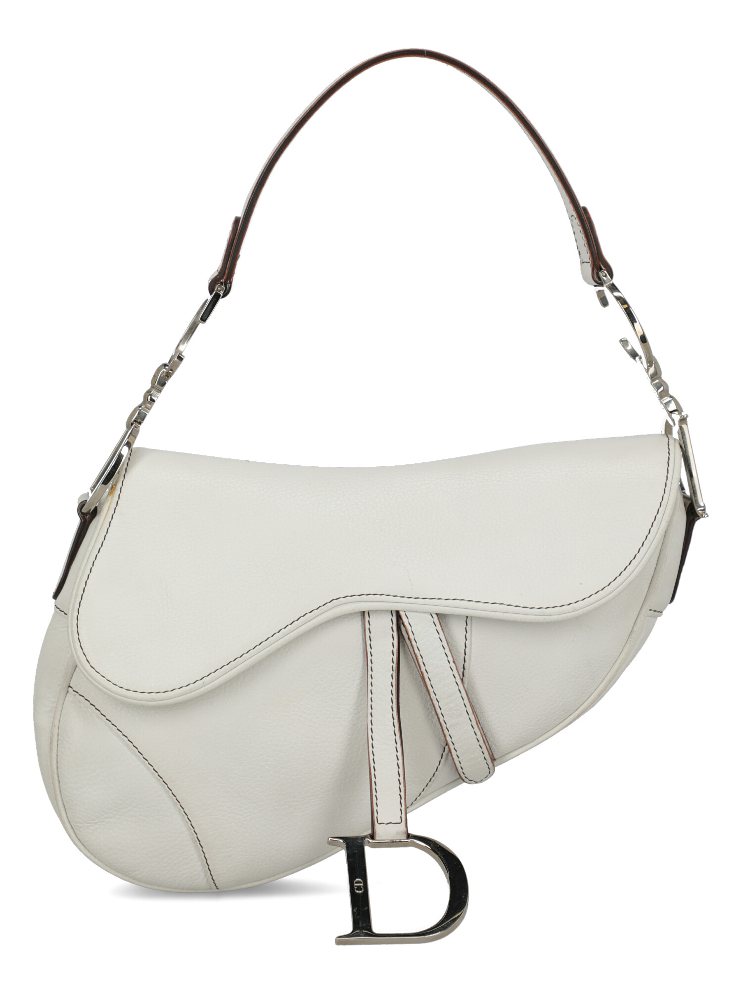 Pre-owned Dior Saddle In White