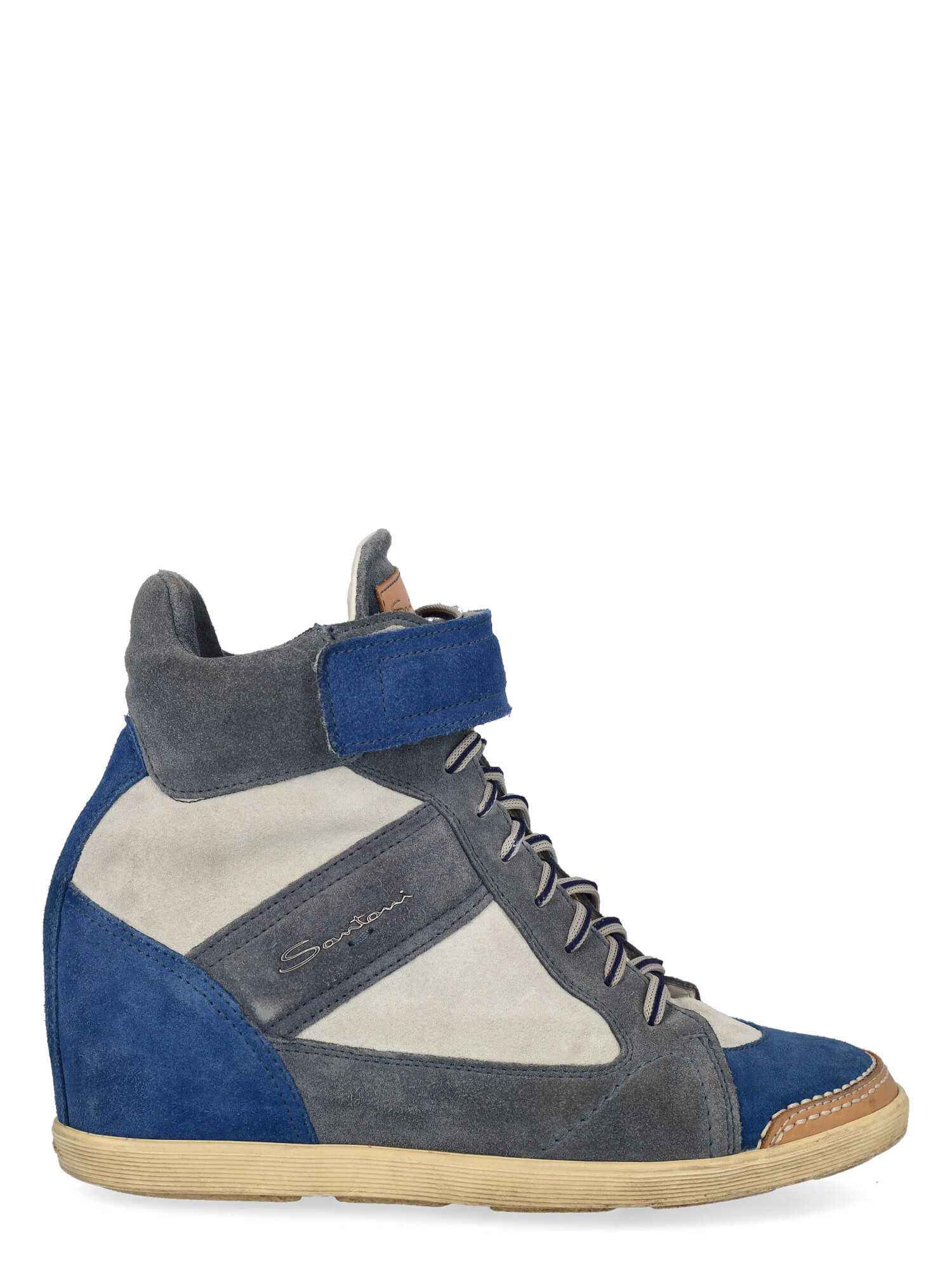 Santoni Femme Sneakers Grey, Navy Leather