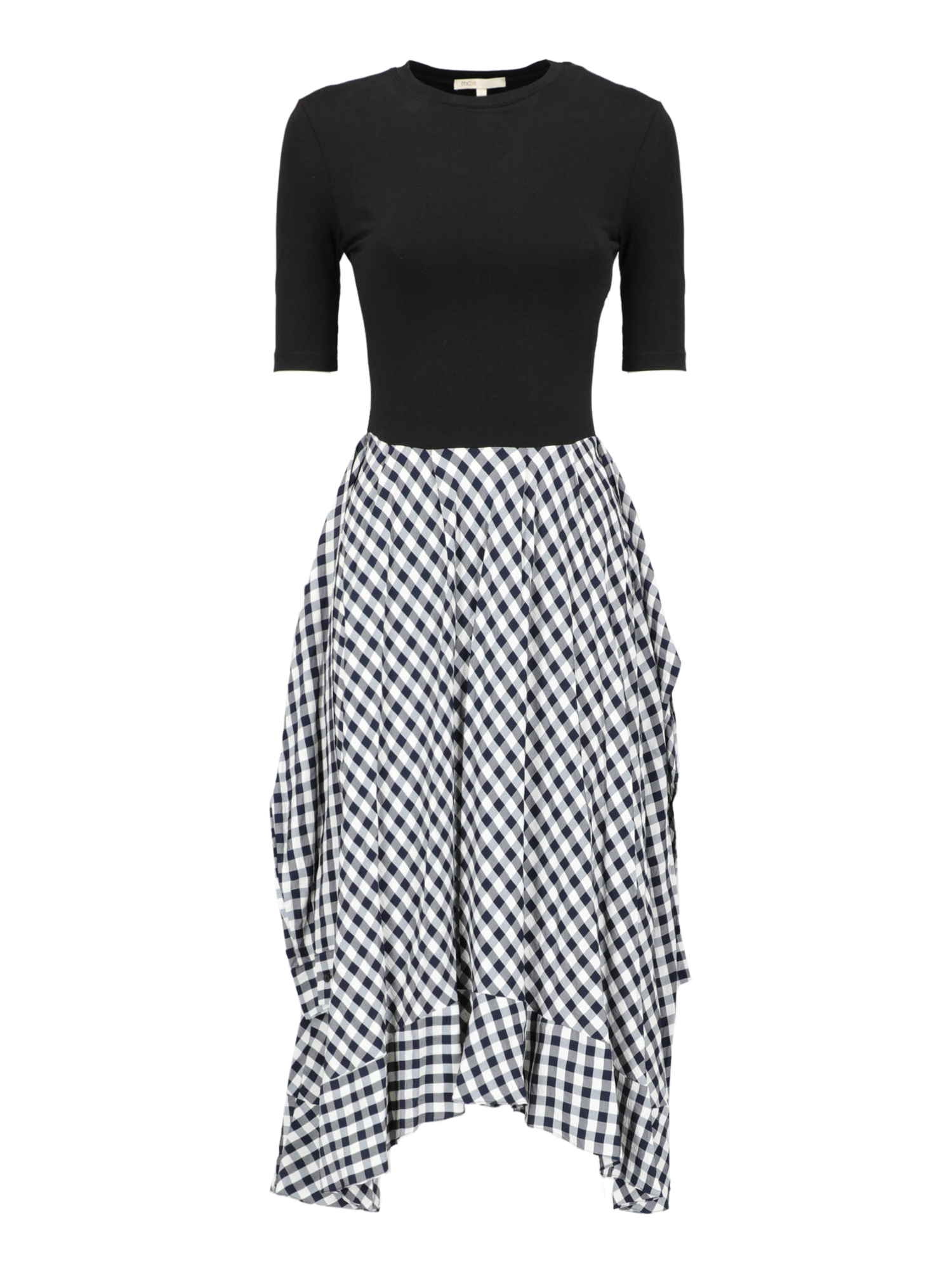 Condition: Very Good, Gingham Print Cotton, Color: Black, Navy, White - S -  -