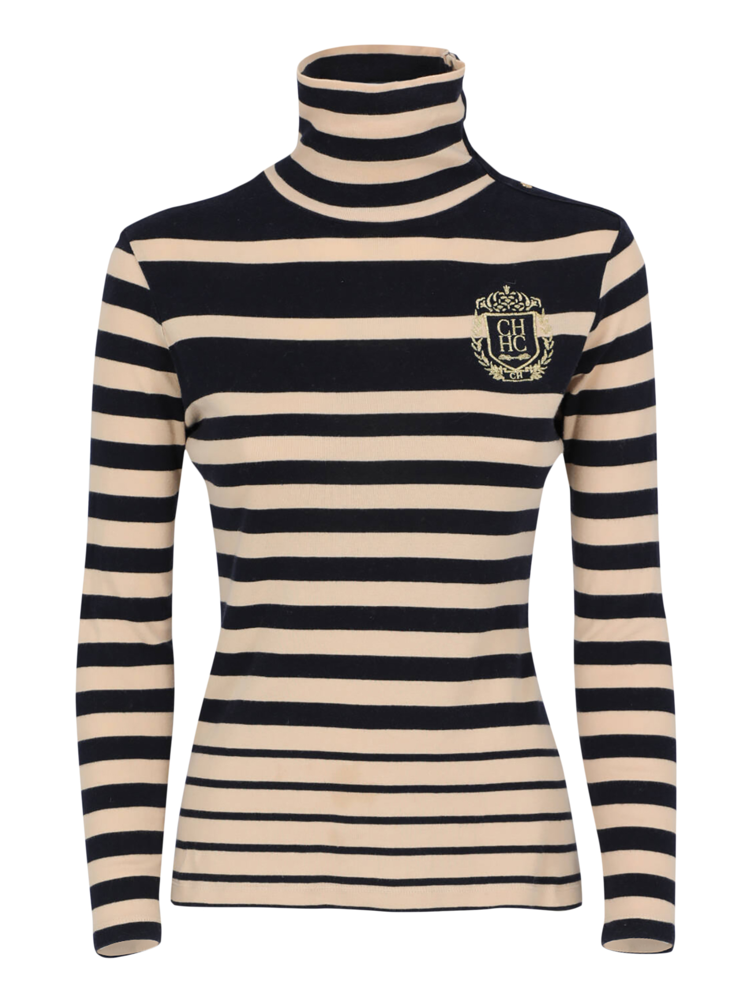 Condition: Good, Striped Cotton, Color: Beige, Navy - XS -  -
