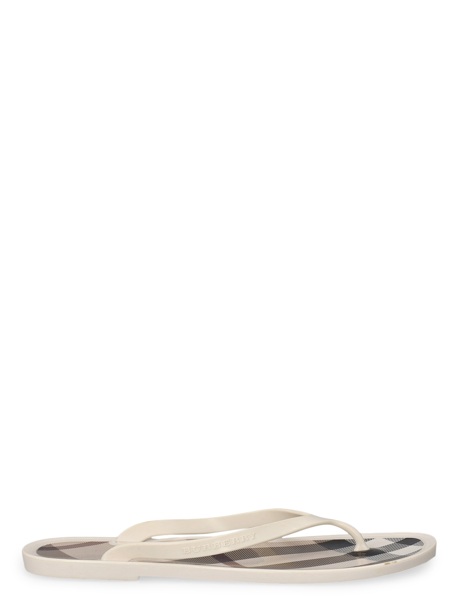 Pre-owned Burberry Women's Flip-flops -  - In White Synthetic Fibers