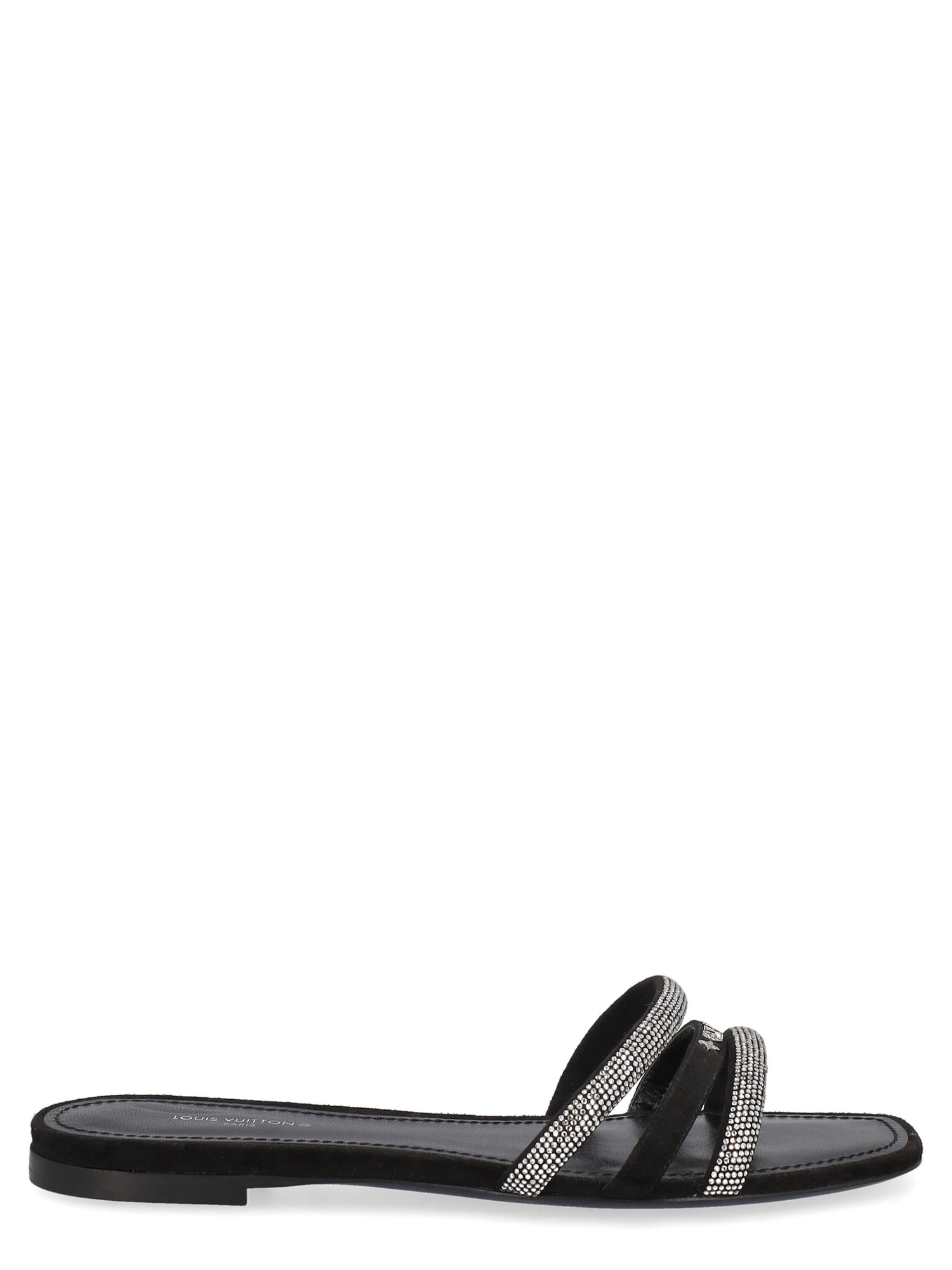 Slippers Pour Femme - Louis Vuitton - En Leather Black - Taille: IT 37 - EU 37