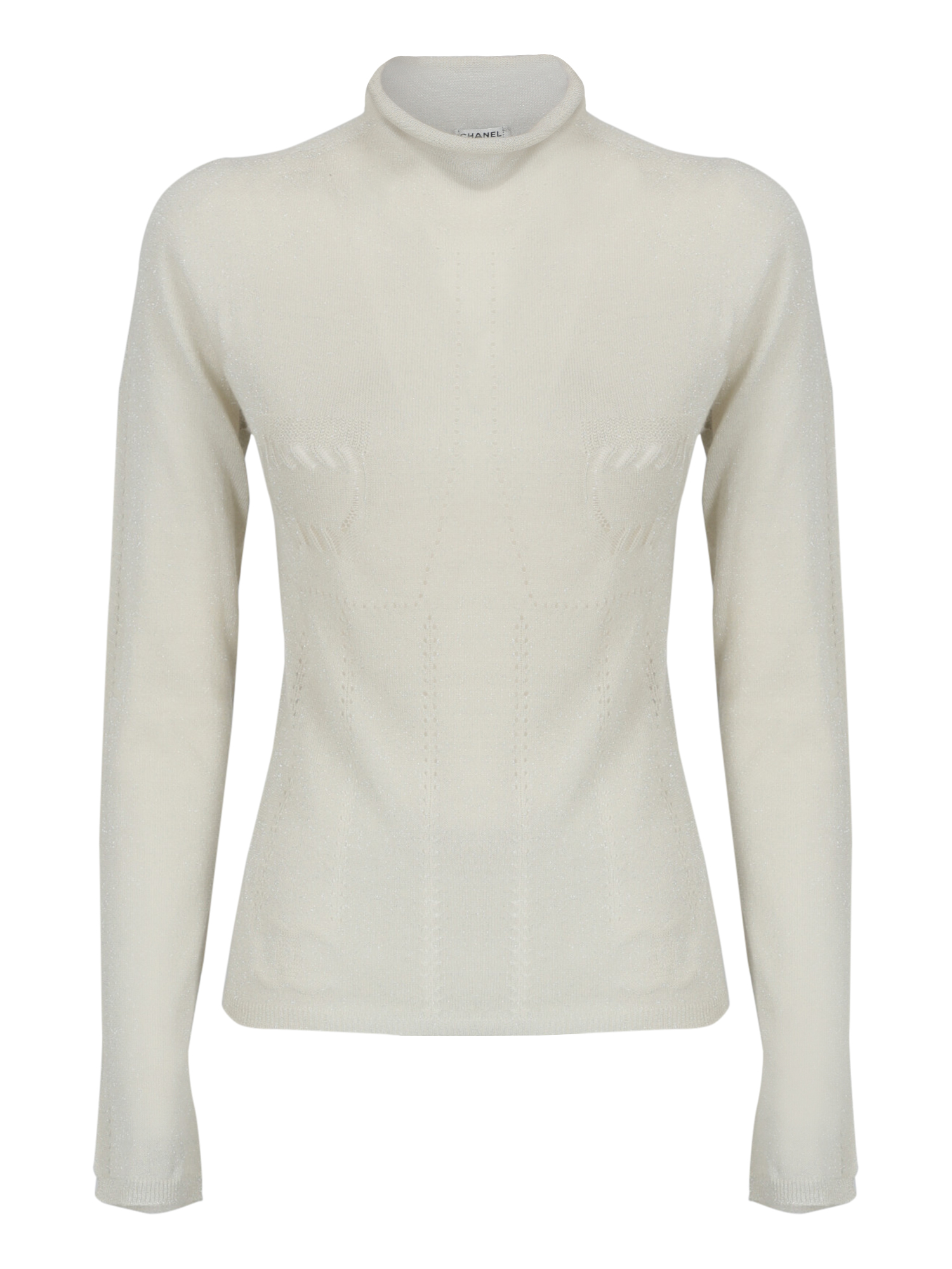 Chanel Femme Pulls et sweat-shirts Silver, White Wool