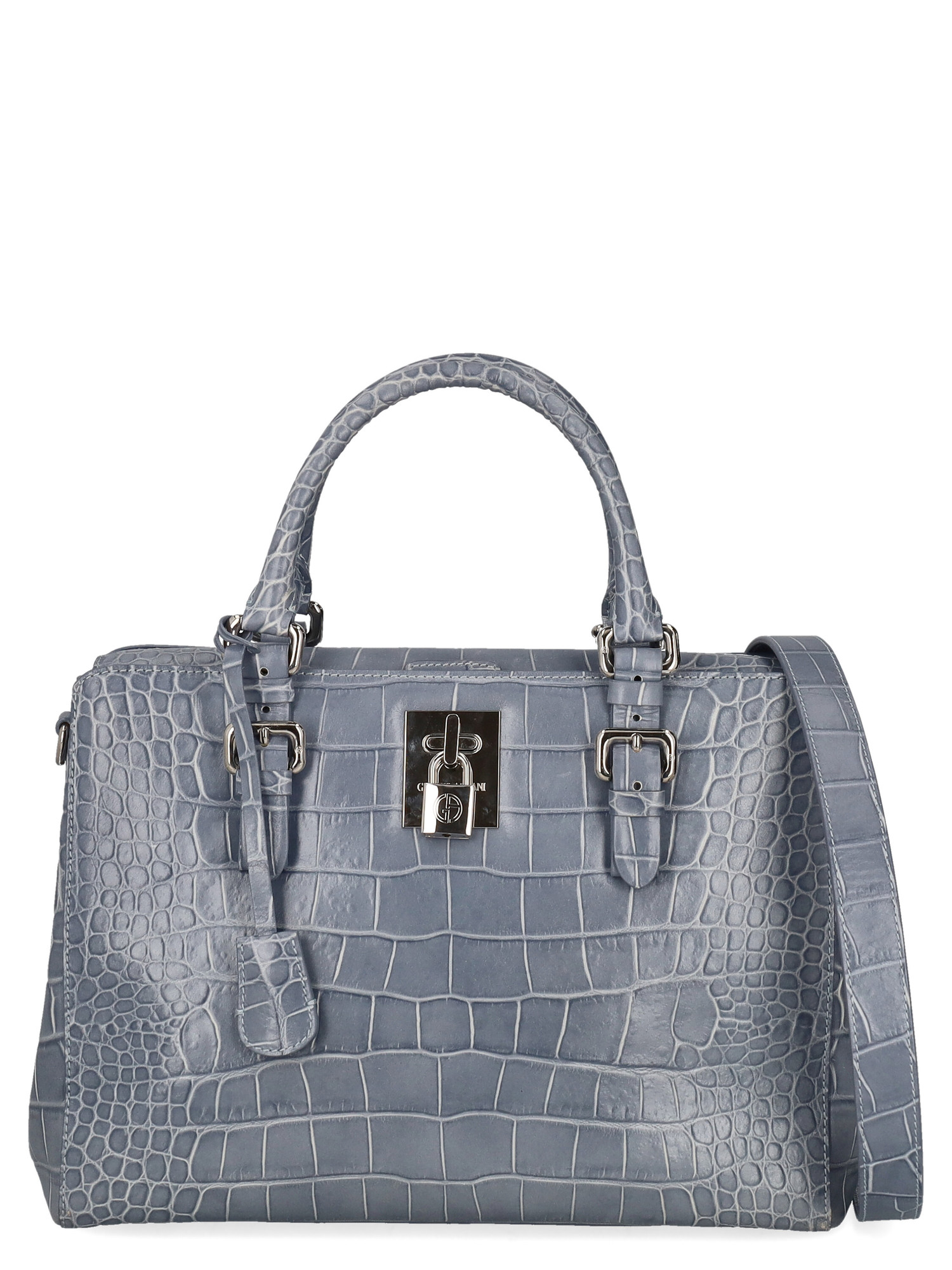 Condition: Very Good, Crocodile Print Leather, Color: Blue -  -  -