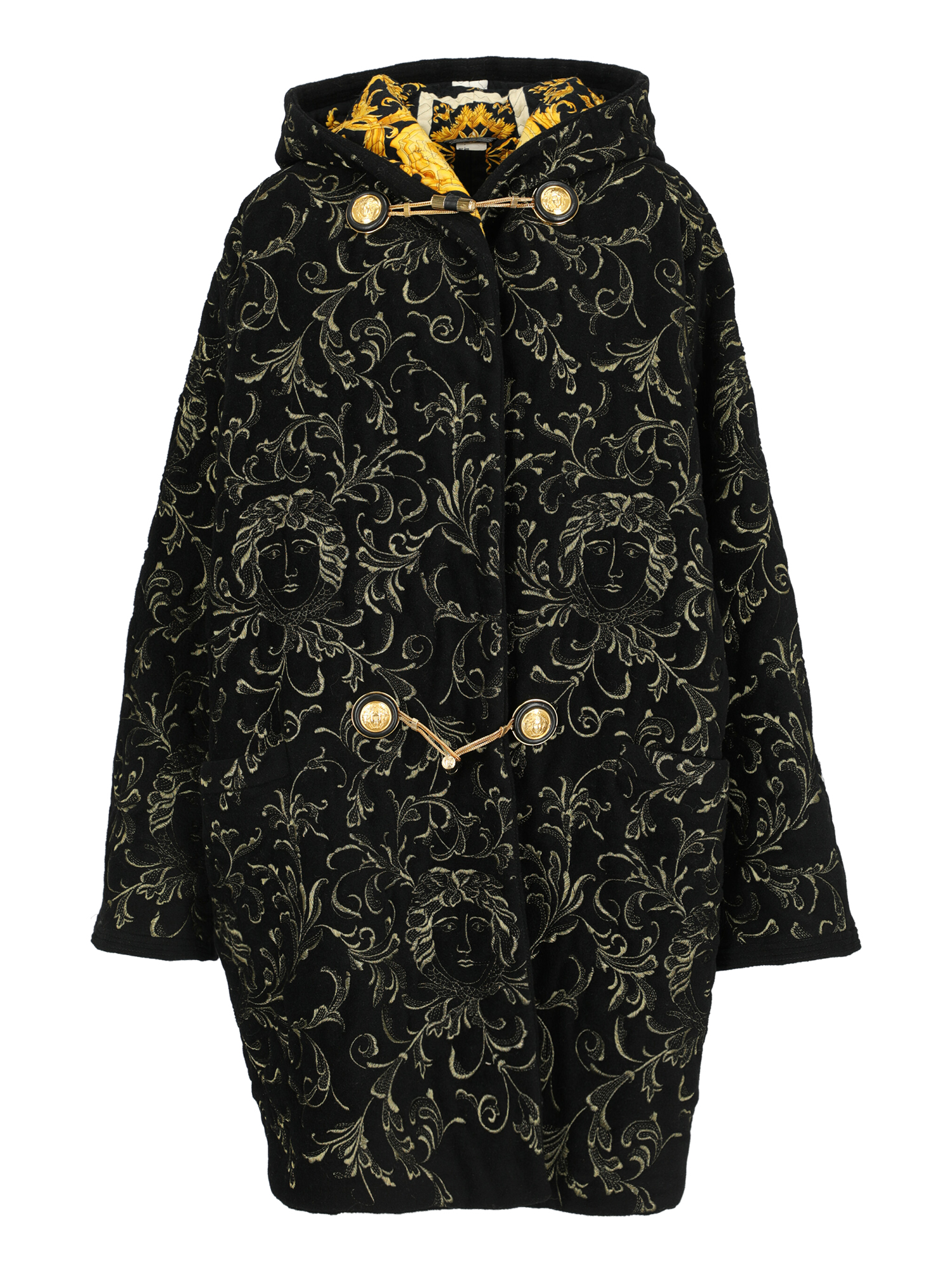 Versace Femme Manteaux et blousons Black, Gold Fabric
