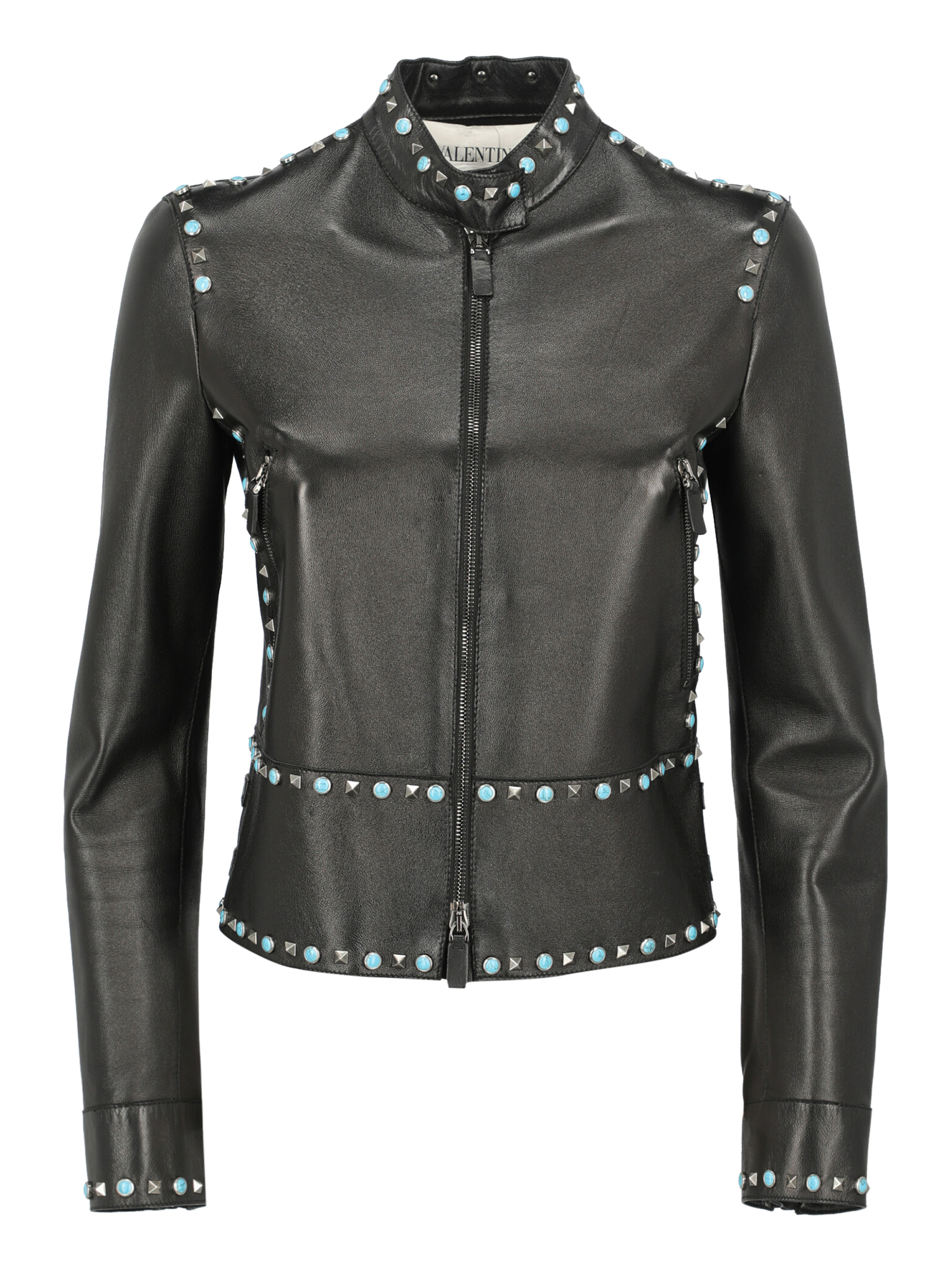 Valentino Femme Vestes Black, Blue Leather