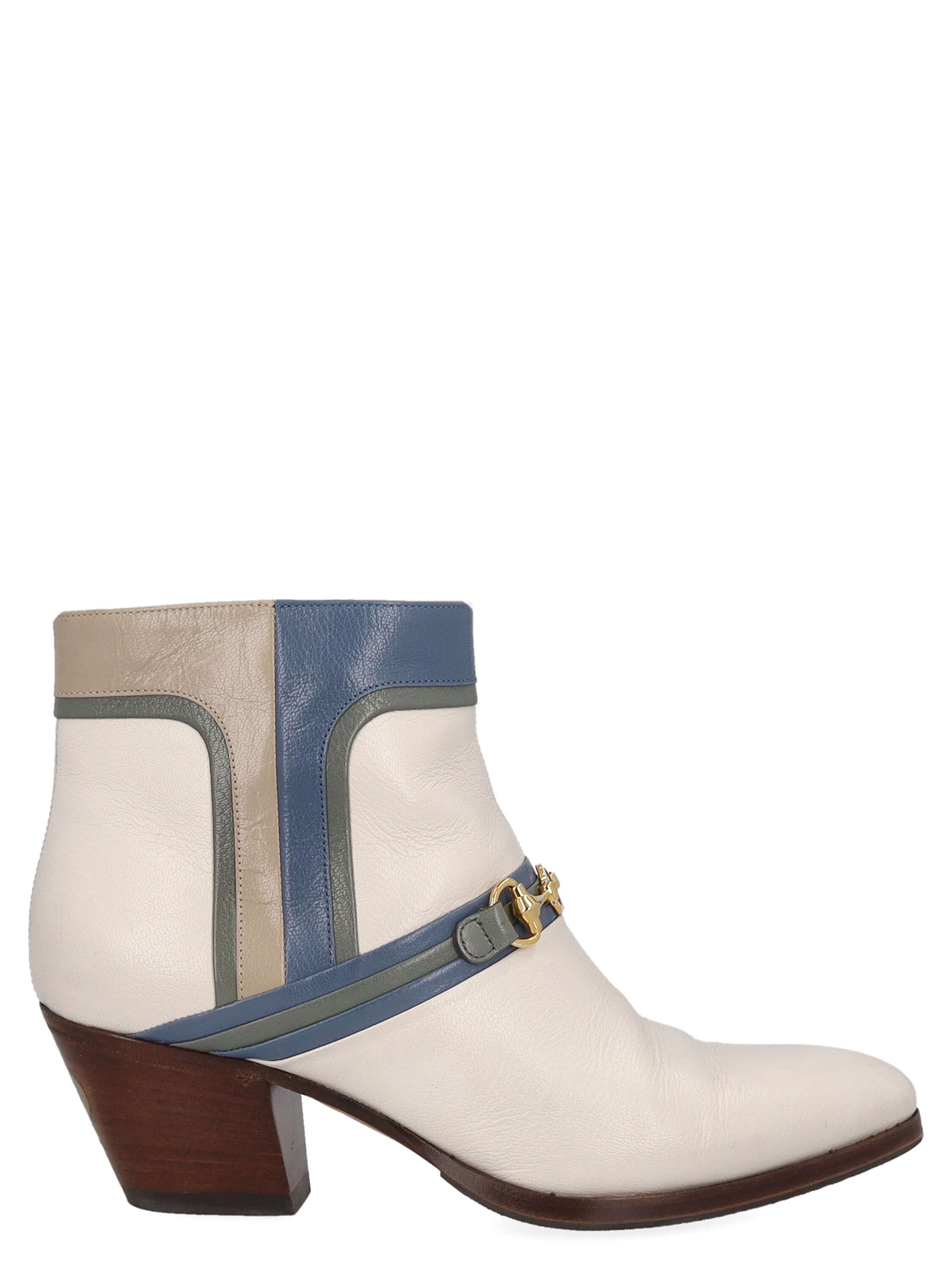 Pre-owned Gucci Women's Ankle Boots -  - In Blue, Ecru It 39.5