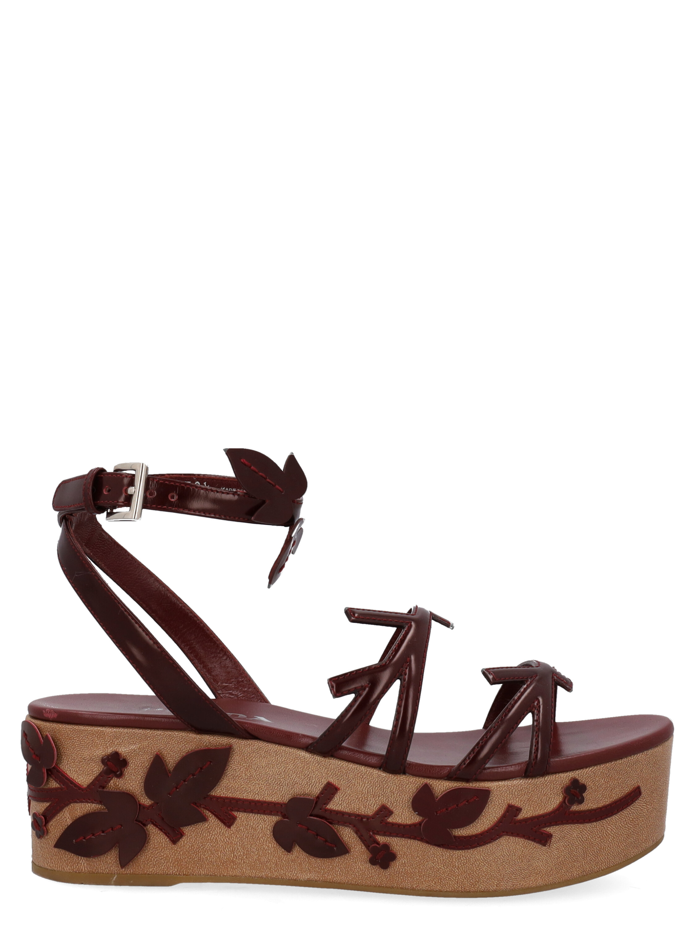 Pre-owned Prada Women's Sandals -  - In Burgundy Leather