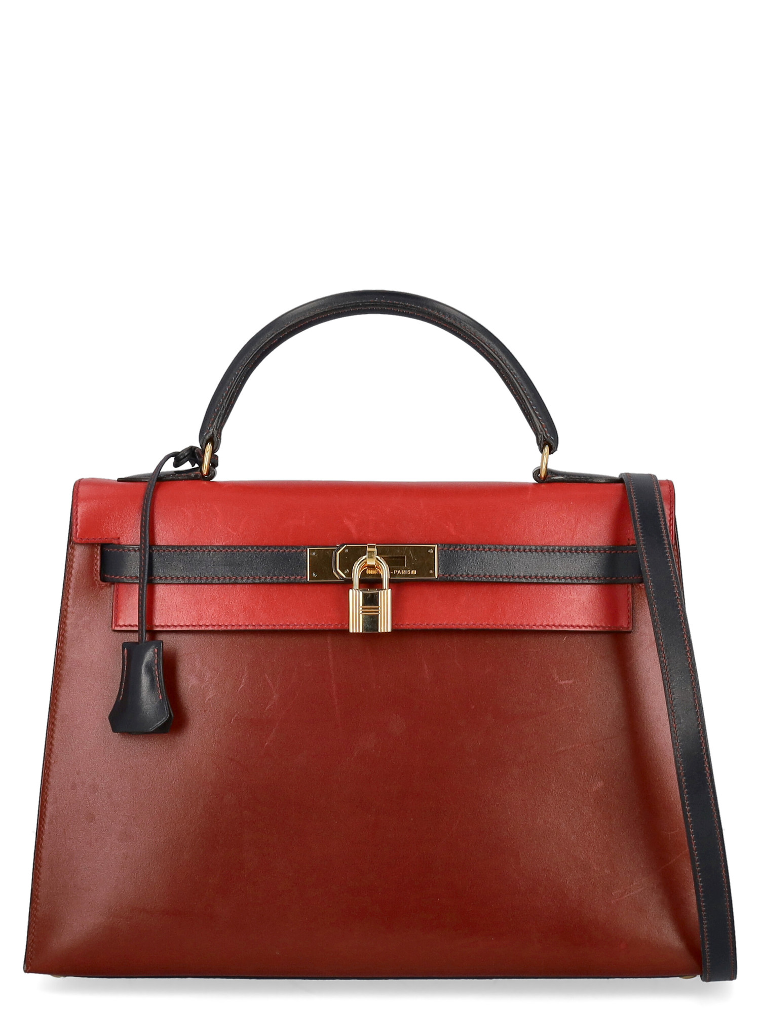 Condition: Good, Solid Color Leather, Color: Burgundy, Navy, Red -  -  -