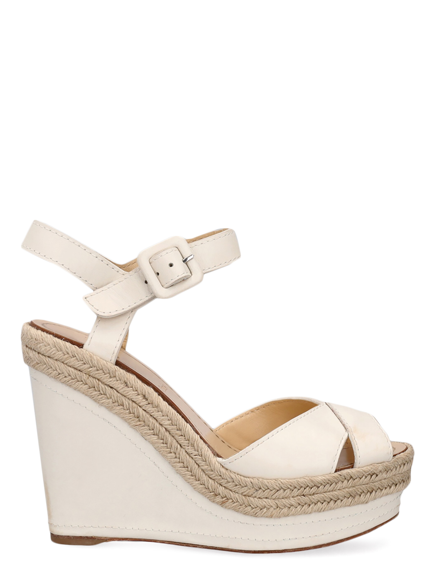 Pre-owned Christian Louboutin Women's Wedges -  - In White Leather