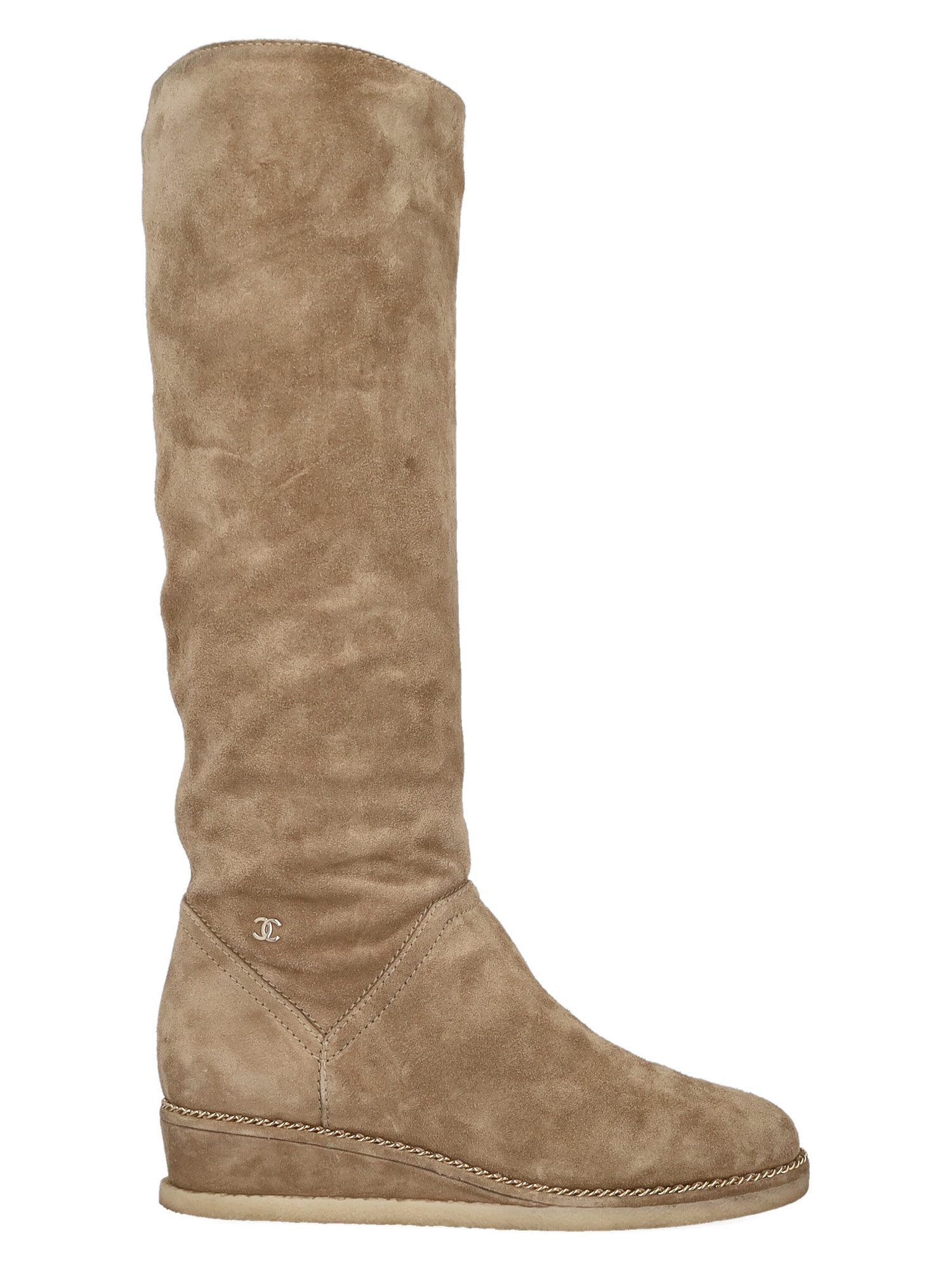 Pre-owned Chanel Women's Boots -  - In Beige Leather