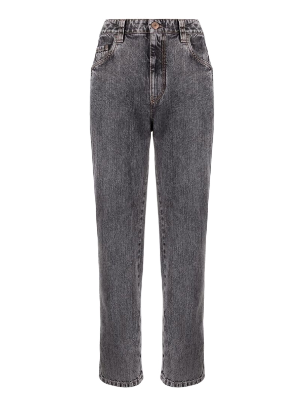 Grey Synthetic Fibers Jeans