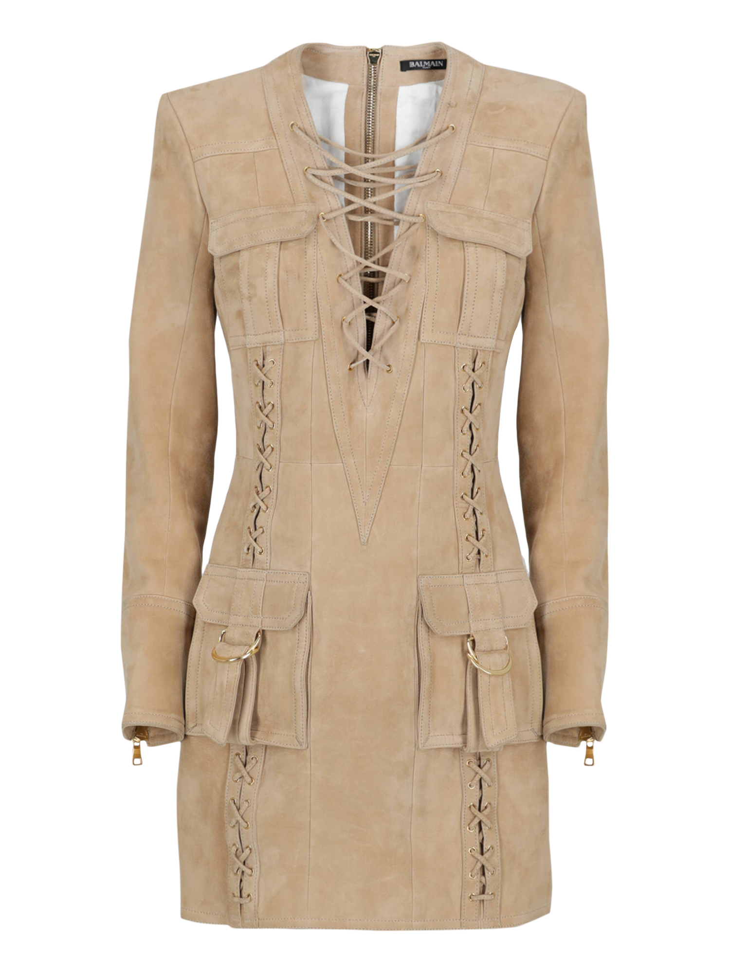 Robes Pour Femme - Balmain - En Leather Beige - Taille:  -