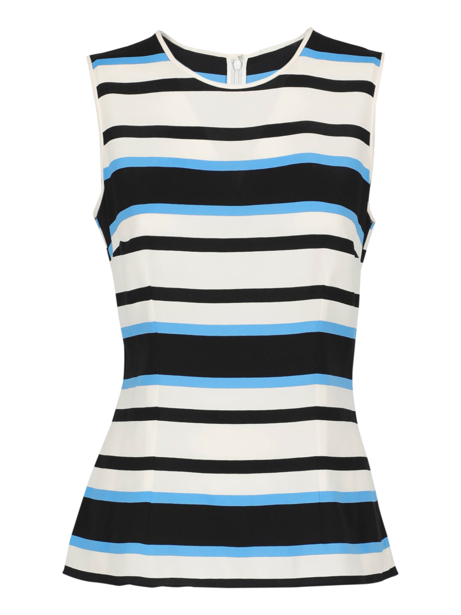 Condition: Very Good, Striped Silk, Color: Black, Blue, White - M - IT 42 -
