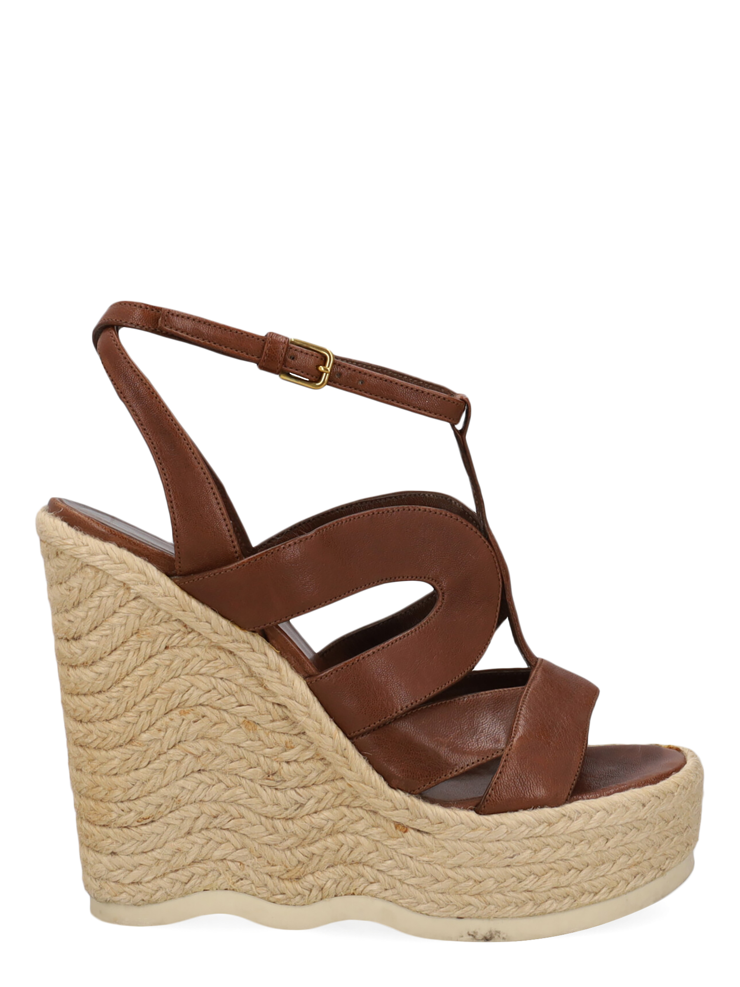 Pre-owned Saint Laurent Women's Wedges -  - In Brown Leather