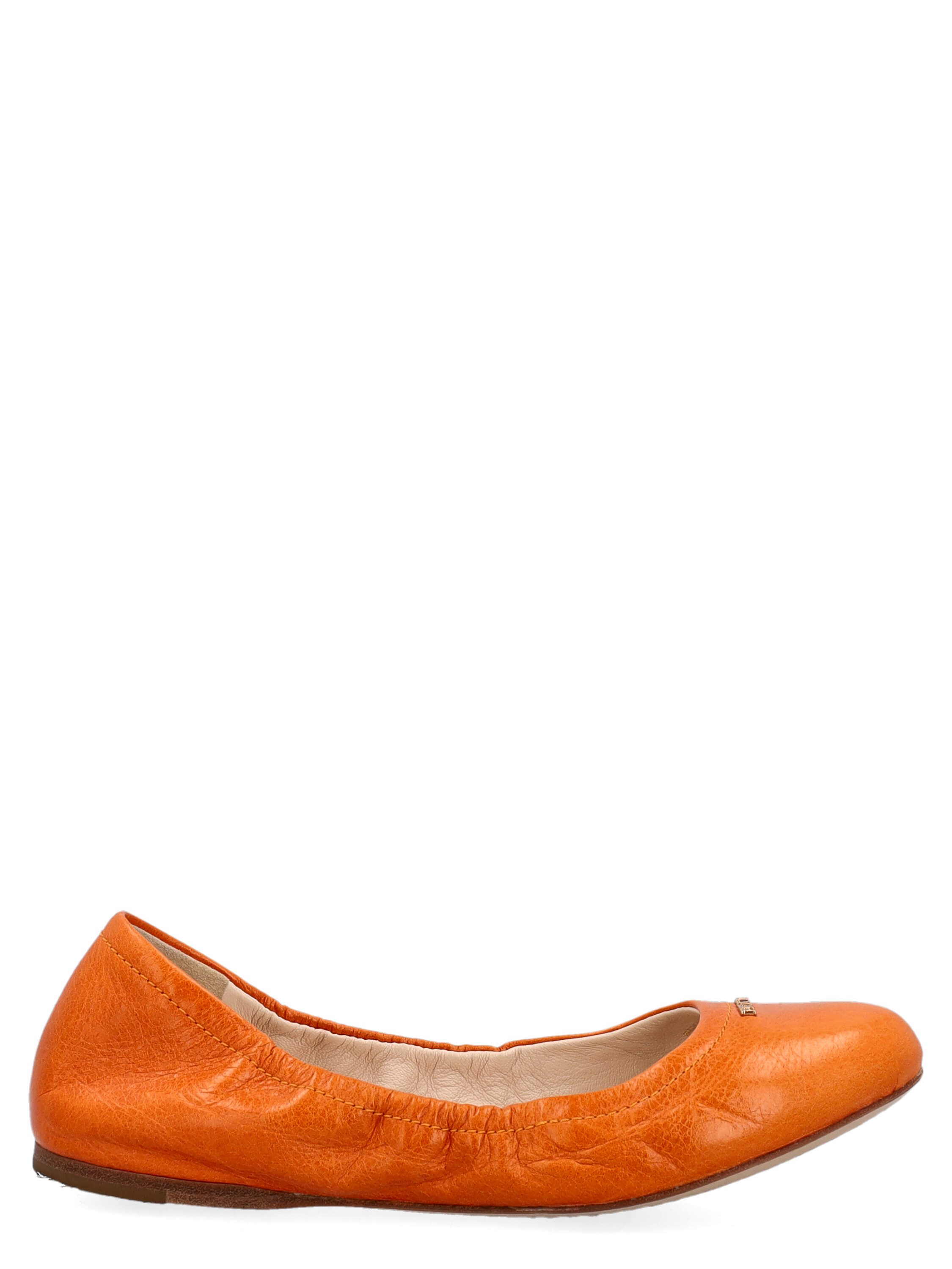 Pre-owned Prada Women's Ballet Flats -  Sport - In Orange Leather