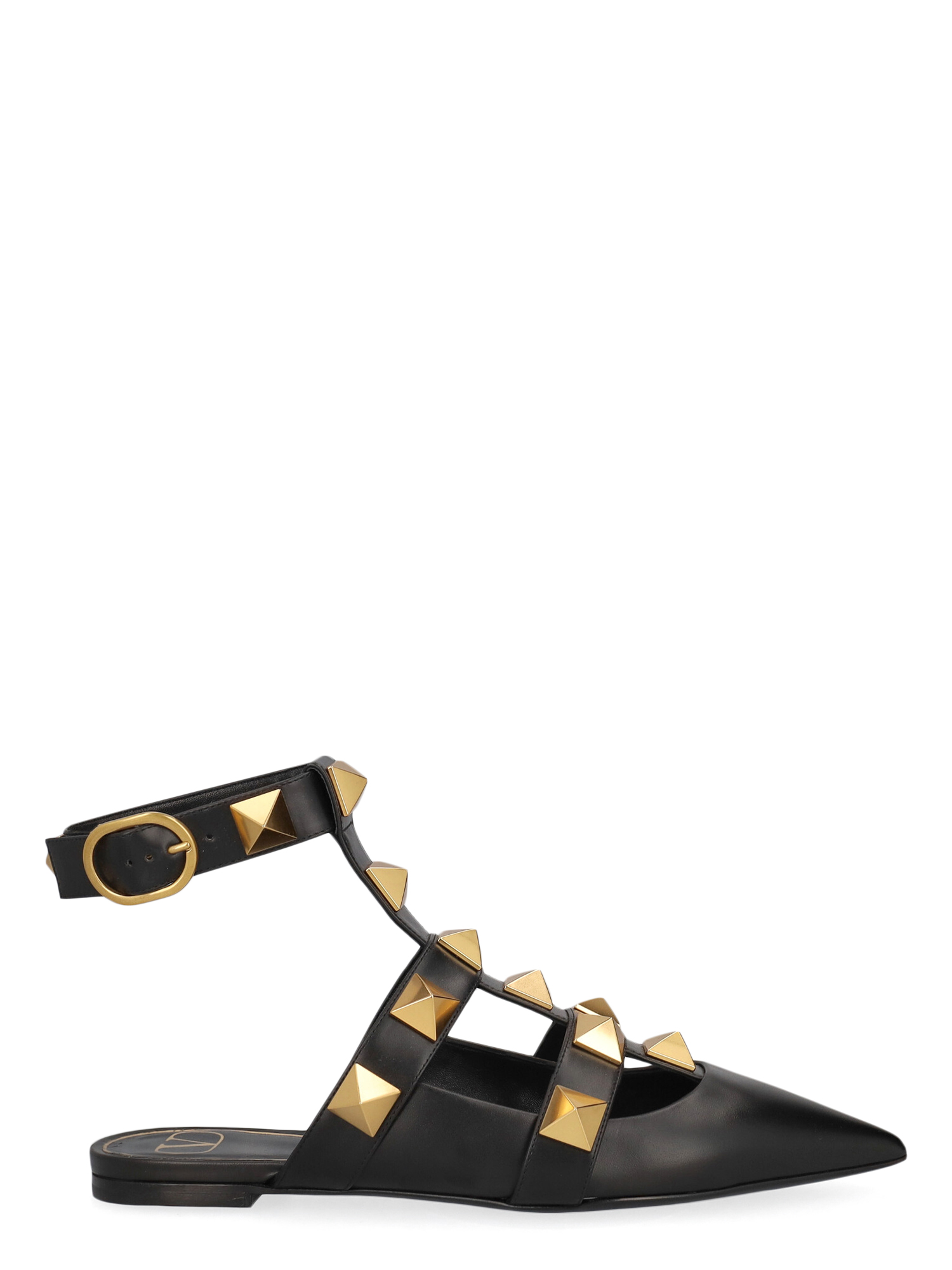 Pre-owned Valentino Garavani Women's Slippers - Valentino - In Black, Gold Leather