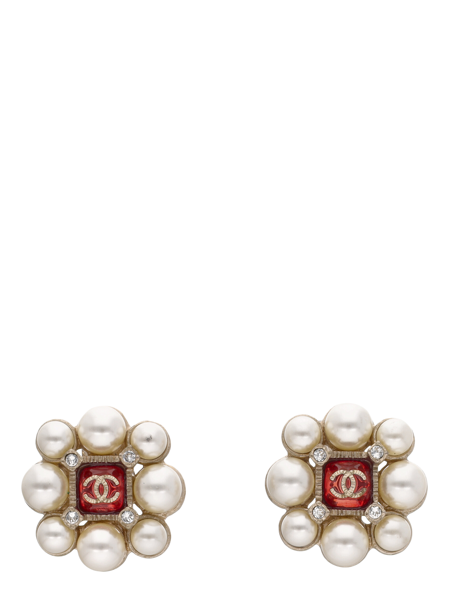 Pre-owned Chanel Women's Earrings -  - In Gold, Red, White Metal