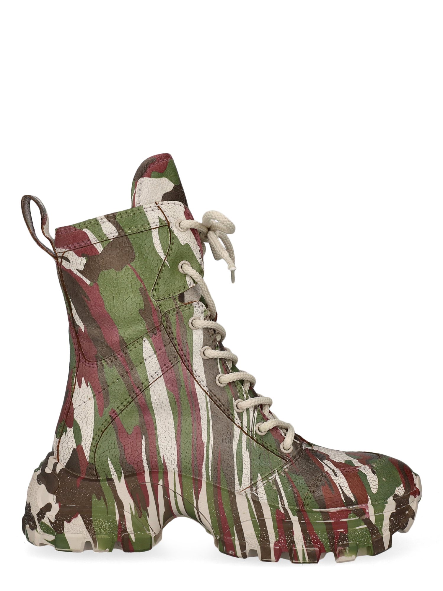 Condition: Excellent, Camouflage Print Leather, Color: Beige, Burgundy, Green -  -  - IT 39