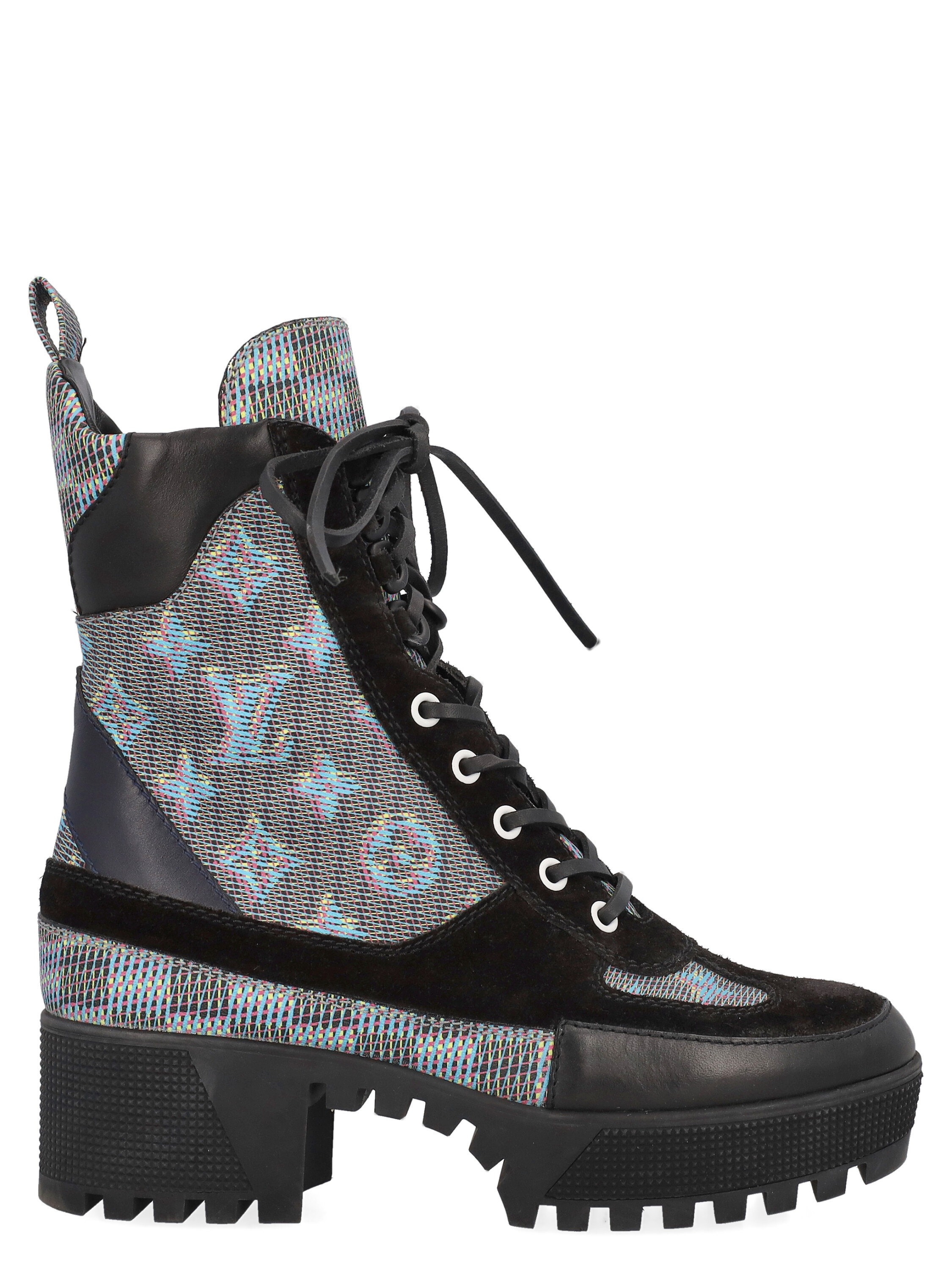 Pre-owned Louis Vuitton Ankle Boots In Black, Multicolor