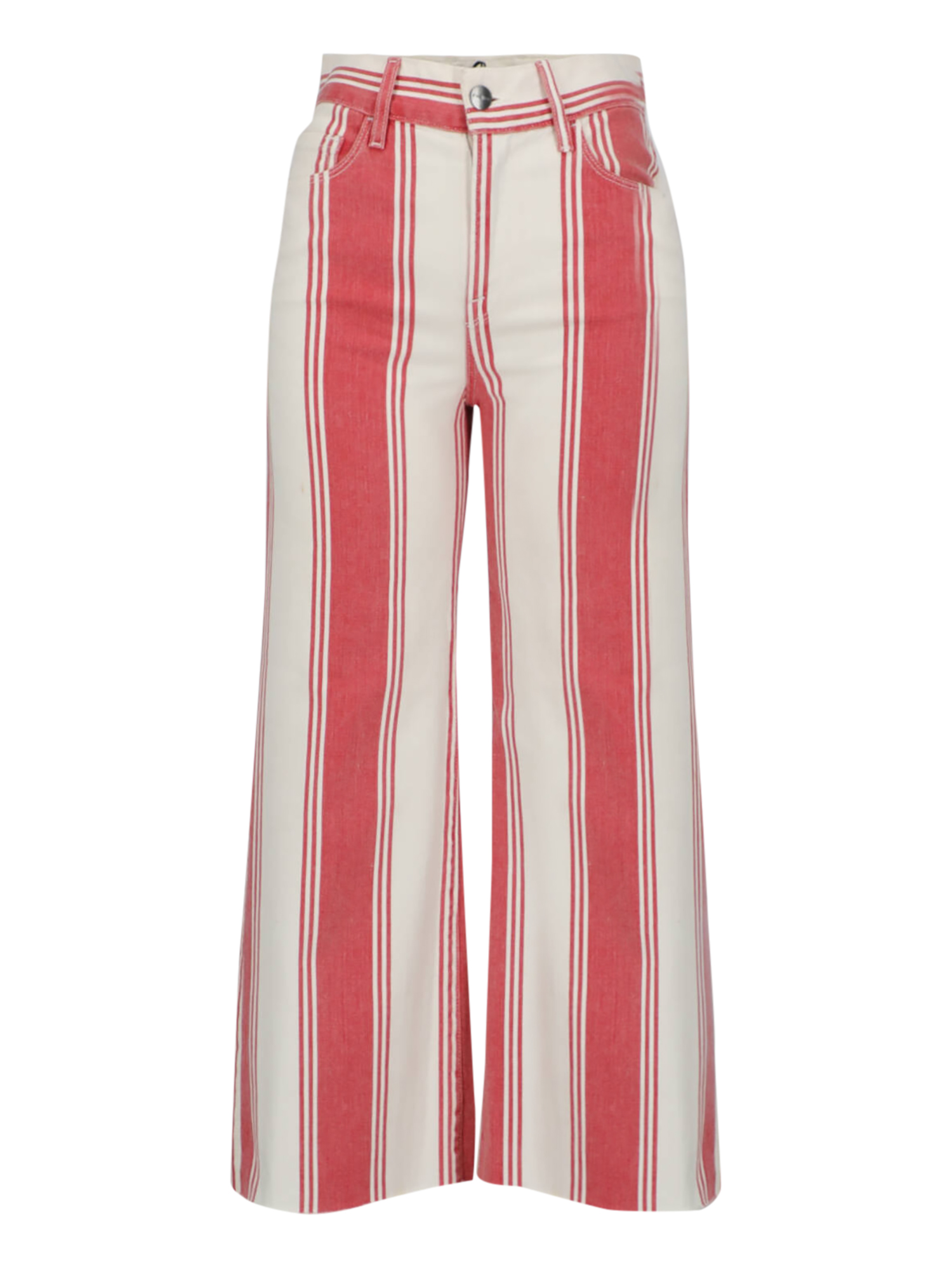 Condition: Very Good, Striped Cotton, Color: Ecru, Red - XS - Denim 24/25 -